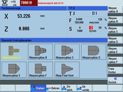 Siemens Manual Machine Plus (MM+) jednoduché ovládání cyklu