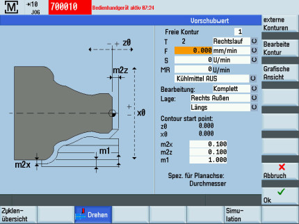 Siemens Manual Machine Plus (MM+) jednoduché ovládání cyklu